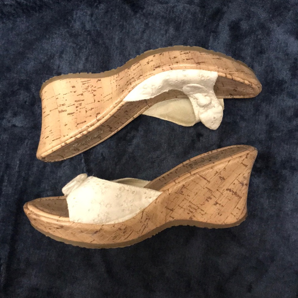 White lace wedges